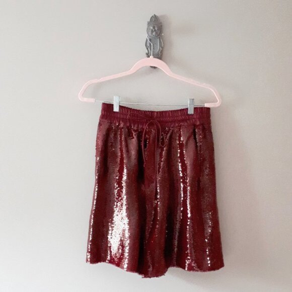 NWT Zara burgundy sequin high waist Bermuda shorts, M - Picture 5 of 6